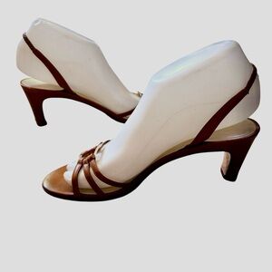 Salvatore Ferragamo leather heels sling back sandals 6.5